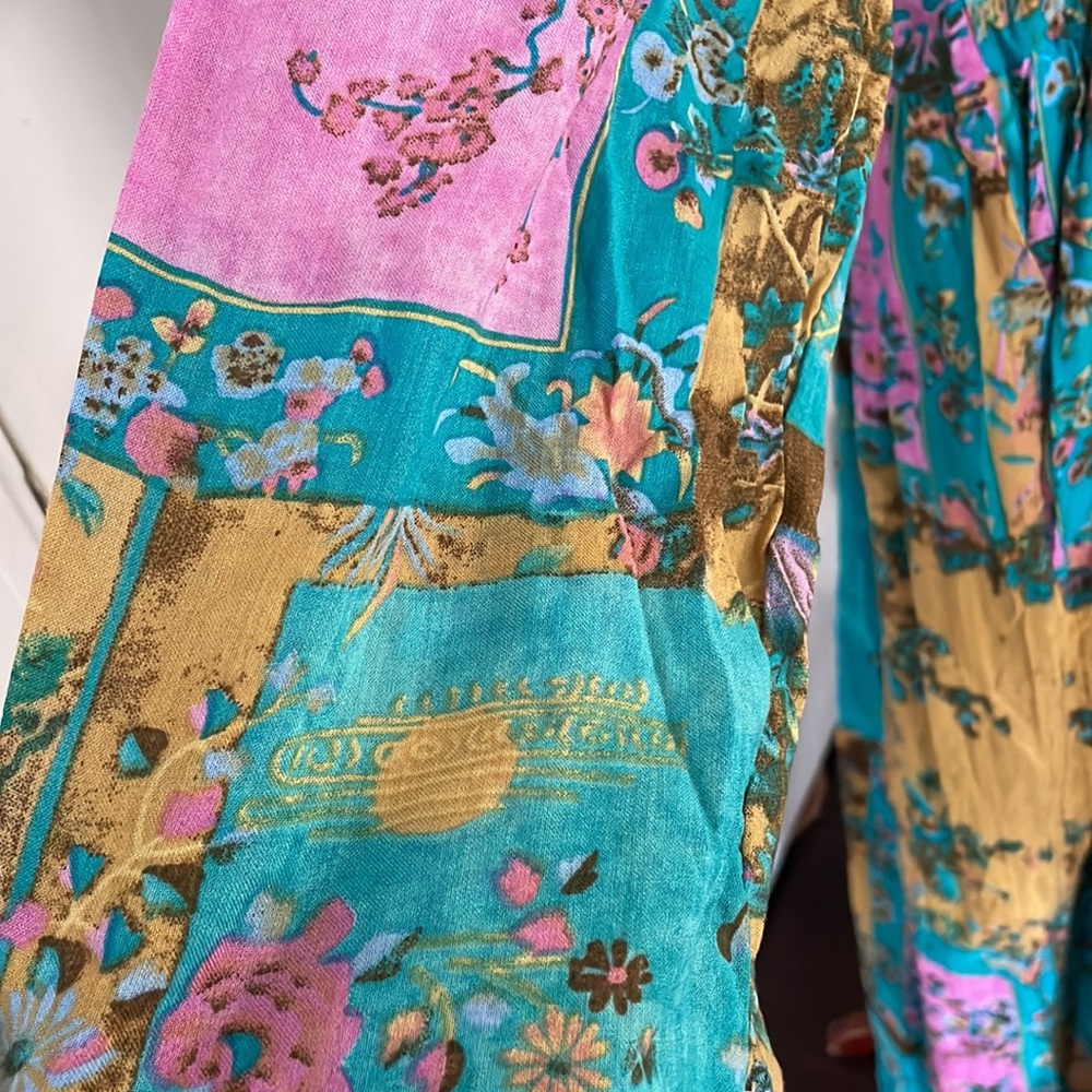 Handmade VIBRANT boho maxi dress beach cover loungewear XL NWOT - Picture 3 of 7